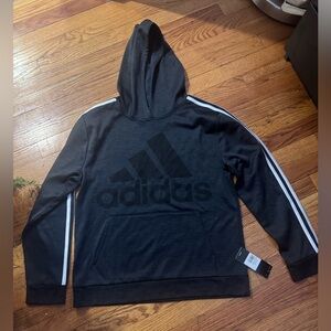 Adidas Kids Black Hoodie with White Stripes